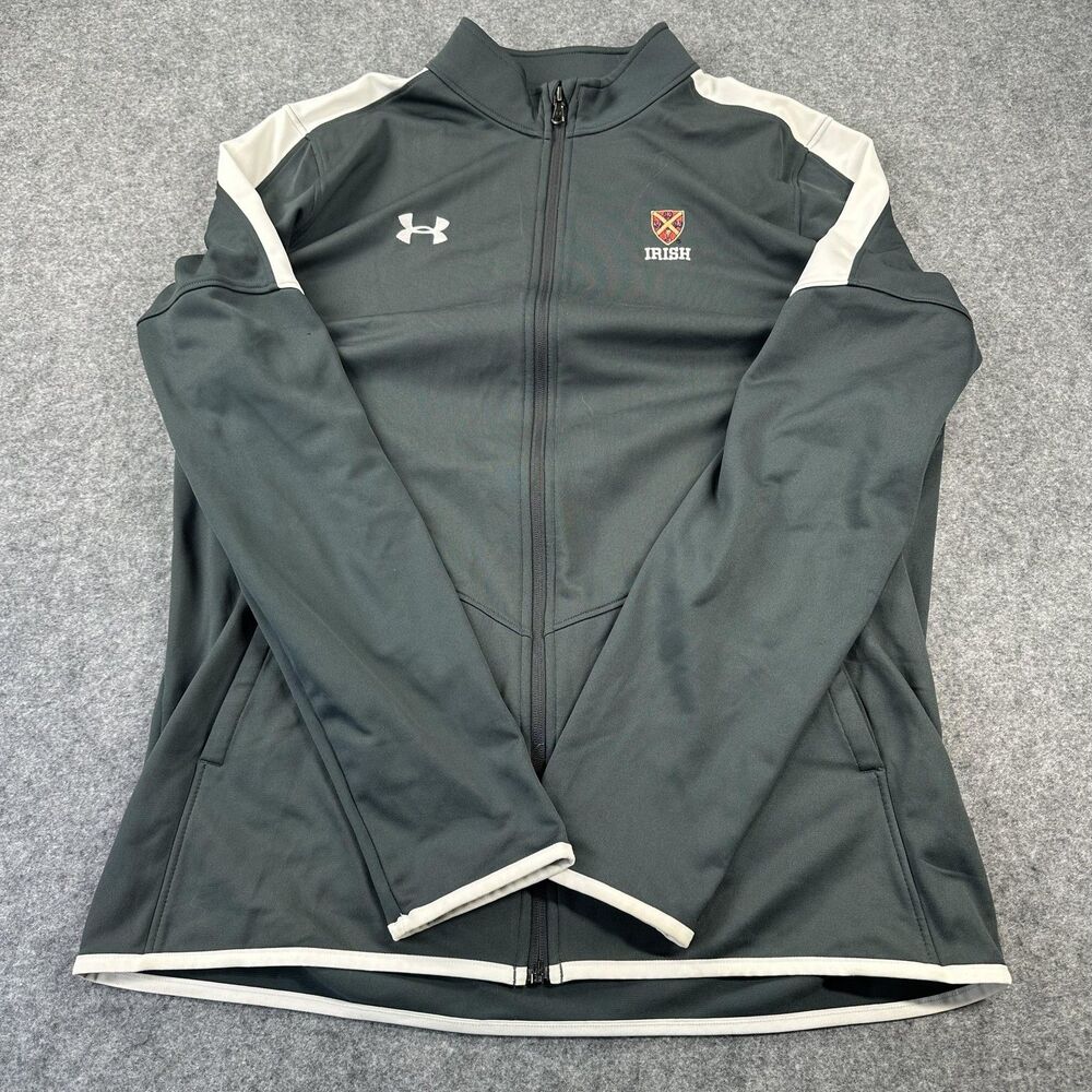 Under Armour Track Jacket Mens Large Gray Colorblock Full Zip Irish Logo